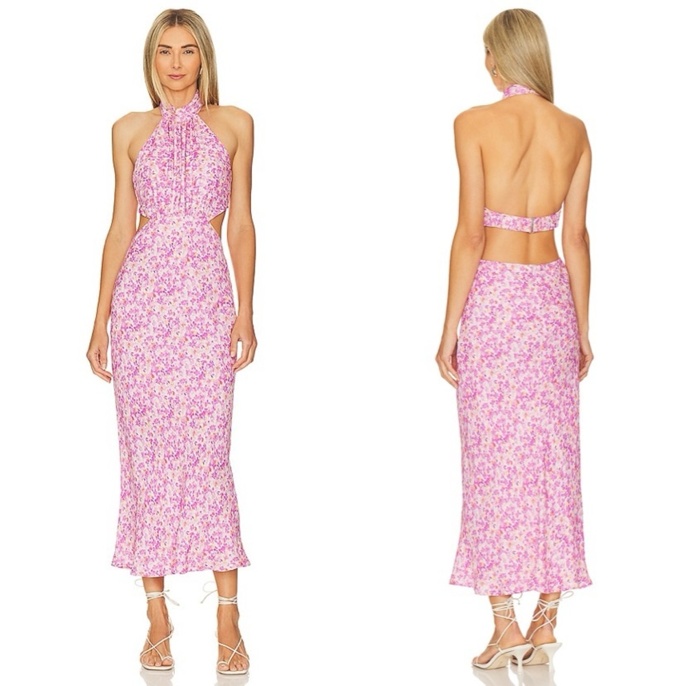 Astr Pink Floral Midi Dress